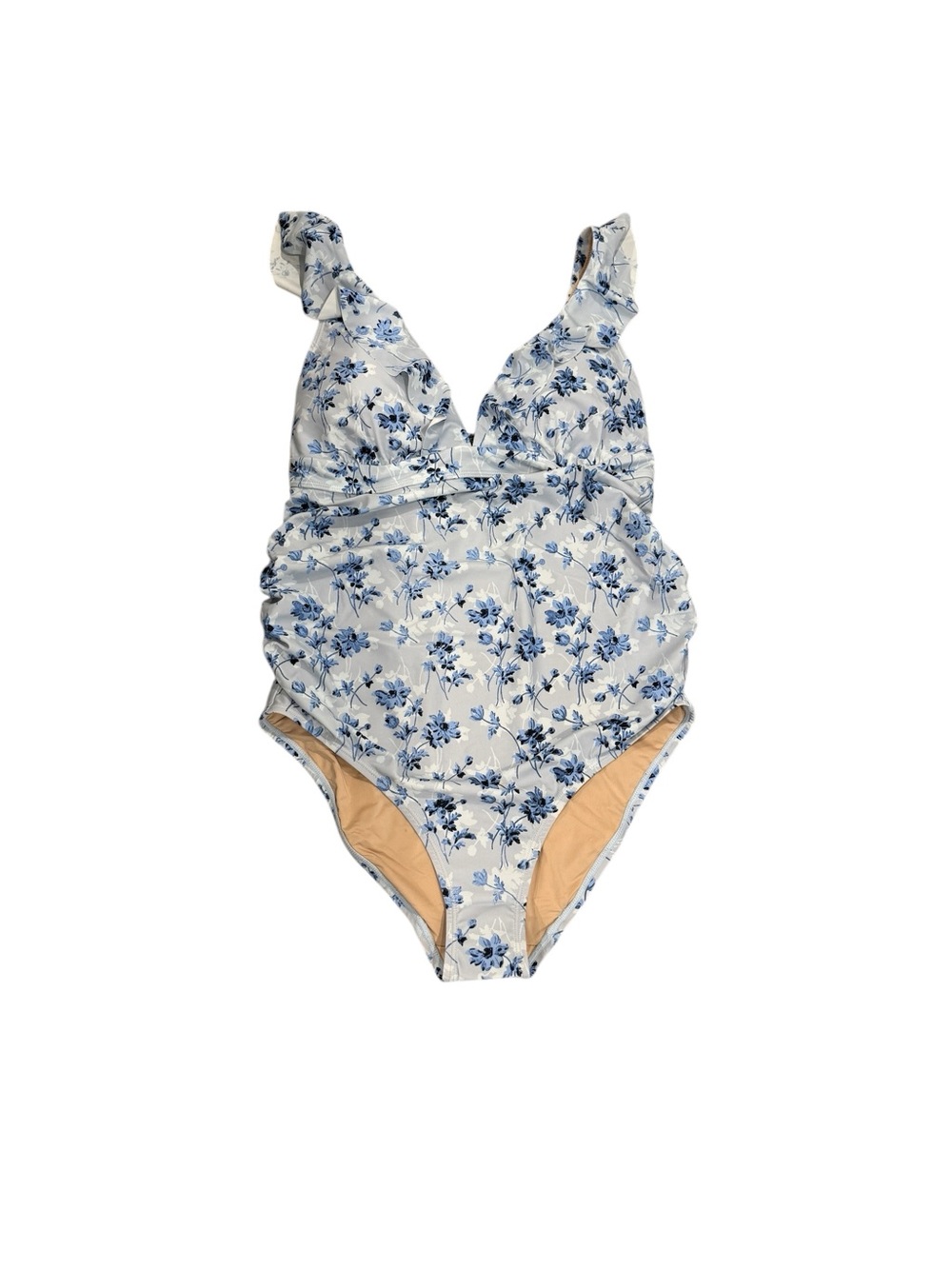 A Pea in the Pod Light Blue Floral One Piece Bathing Suit (Maternity)